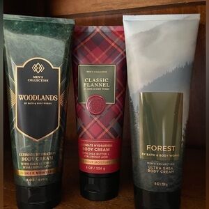 🌟HP🌟 LOT OF MEN COLLECTION Bath & Body Works Creams Flannel Forest Woodsy